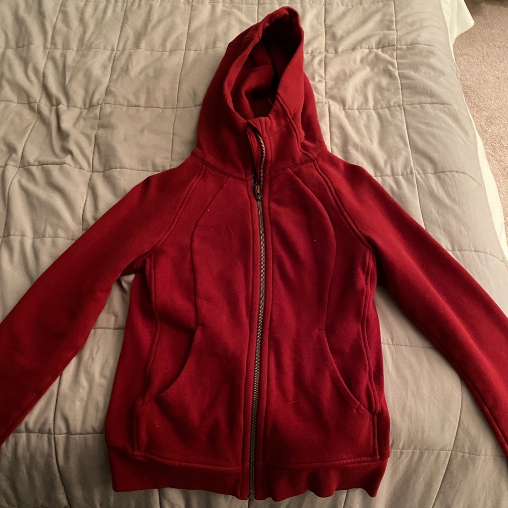 Lululemon red scuba hoodie zip up